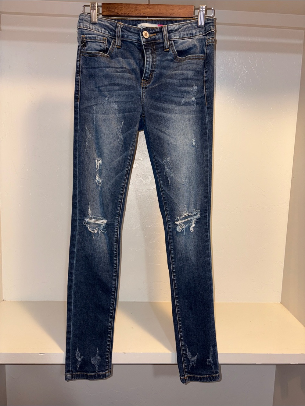 KanCan Dark Blue Distressed Skinny Jeans for Kids